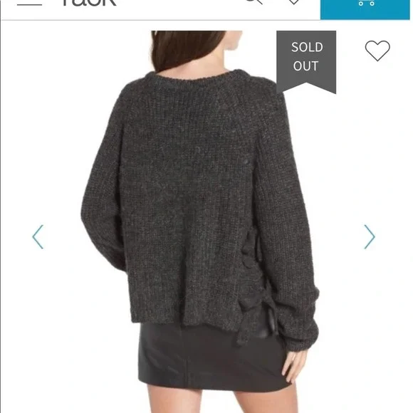 ASTR The Label Lexie Side Tie Sweater Wool Blend Graphite Gray S - Picture 7 of 8